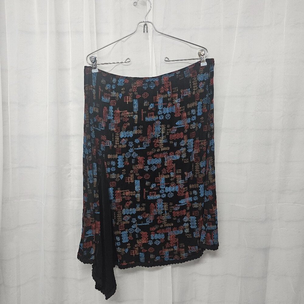 Vintage Coldwater Creek Skirt Y2K Goth Whimsigoth Fairy Lace Black Blue XL